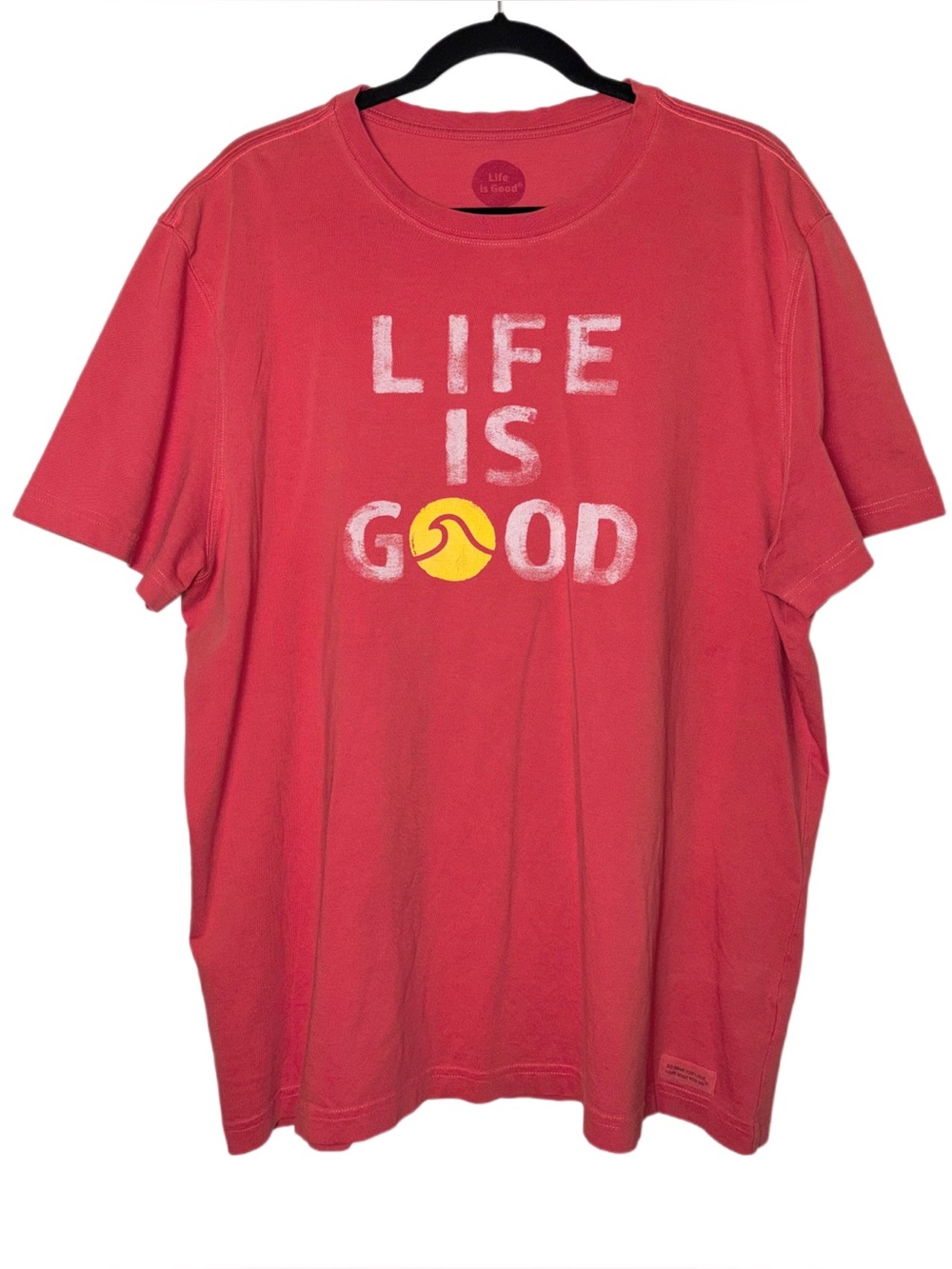 Life is Good Short Sleeve Crusher Tee men's size XL Coral Red Graphic Print